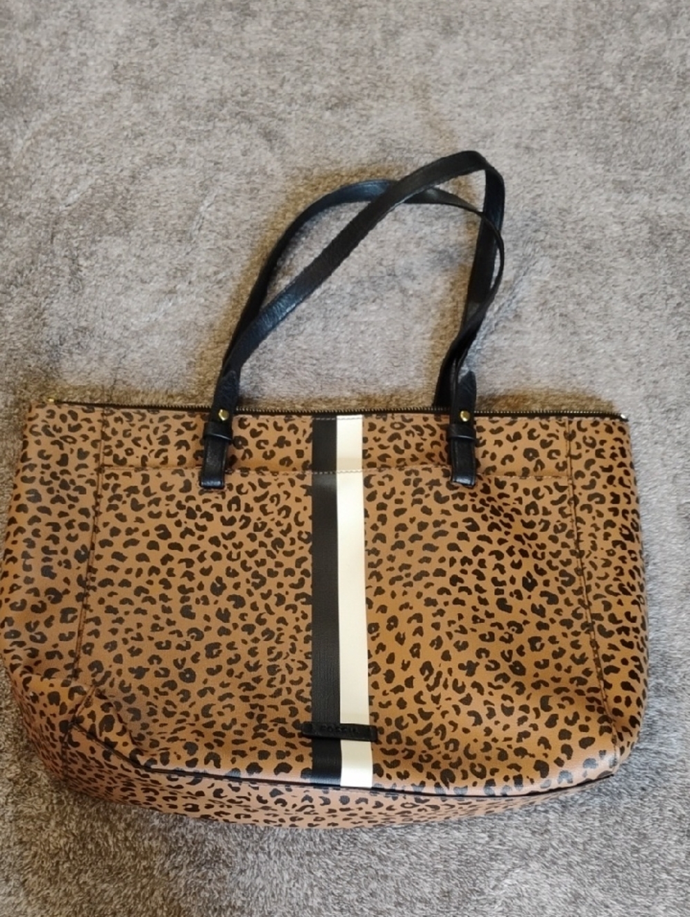 Fossil Rachel Tote Bag Animal Print Missing Zipper Pull - Picture 7 of 8